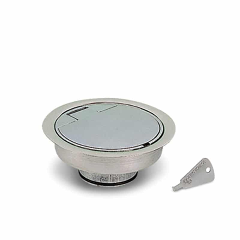 Saugsteckdose aus satiniertem Aluminium für Fußbodenmontage